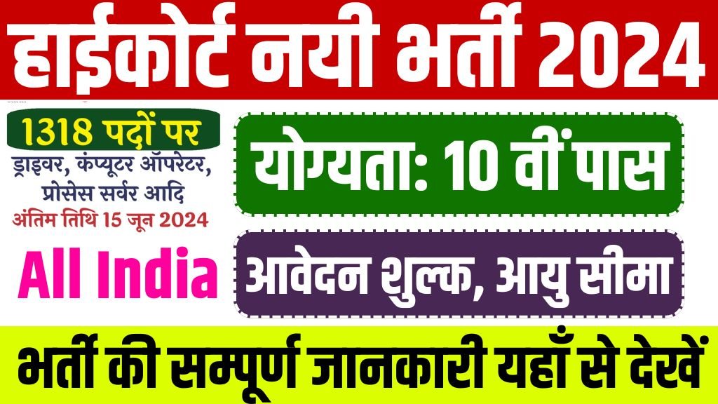 High Court Vacancy: हाईकोर्ट में 1318 पदों पर 10वीं पास भर्ती का नोटिफिकेशन जारी