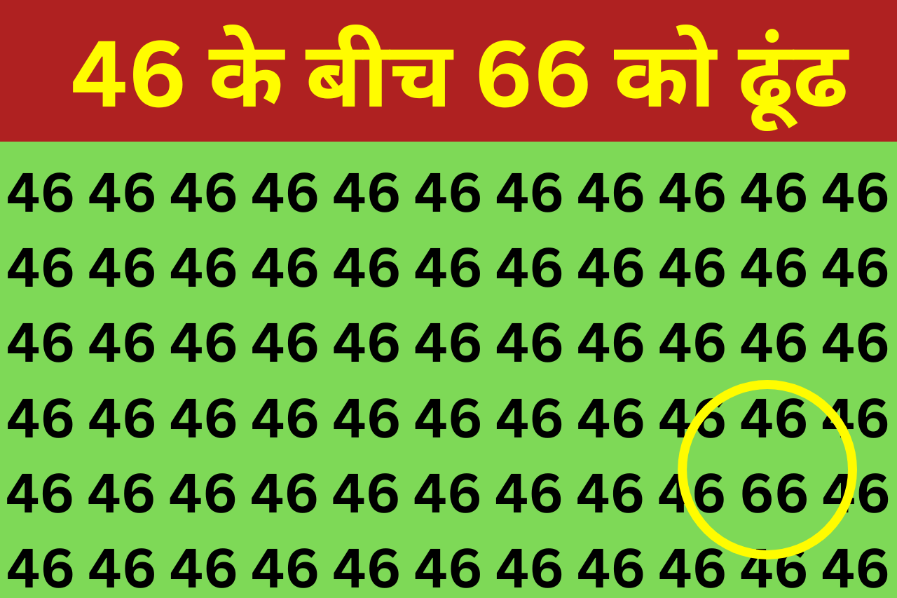 Optical Illusion: चील जैसी तेज़ नजर वाले भी 46 के बीच में छिपे 66 को ढूंढने में हुए फेल, अगर आपमें हैं दम तो ढूंढ निकालिये इसका हल