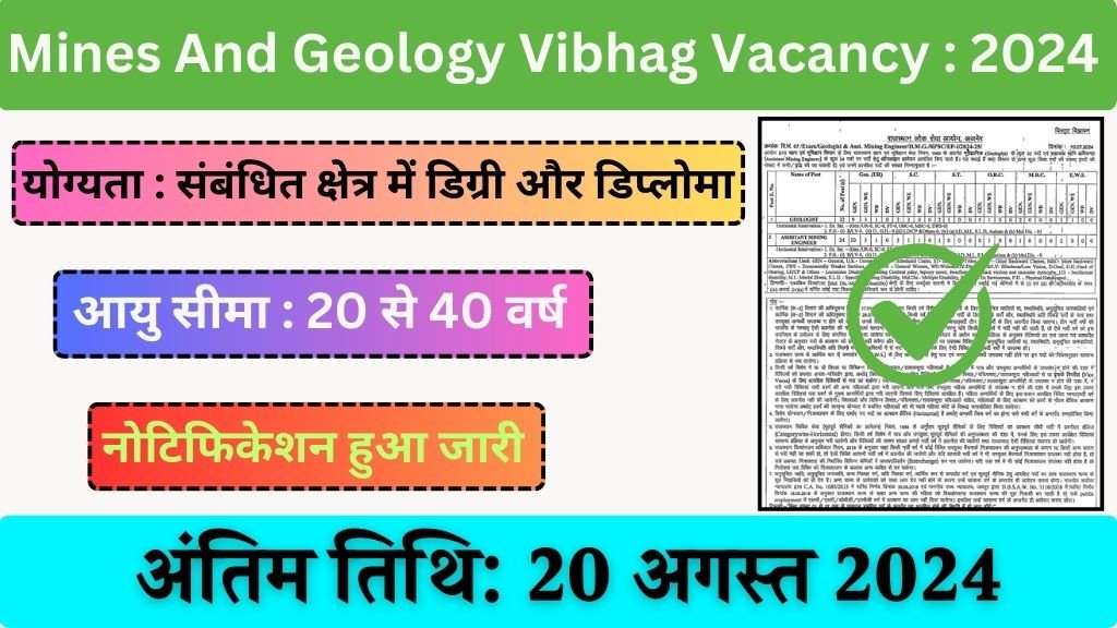 Mines And Geology Vibhag Vacancy: राजस्थान खान एवं भूविज्ञान विभाग में भर्ती का नोटिफिकेशन जारी