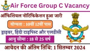 Air Force Group C Vacancy: भारतीय वायु सेना में 10वीं पास ड्राइवर, हिंदी टाइपिस्ट और क्लर्क भर्ती का नोटिफिकेशन जारी