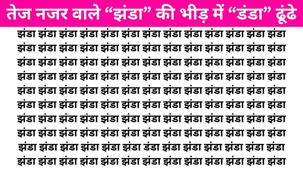 Brain Test Image: “झंडा” के बीच में कहां लिखा है “डंडा” तेज नजर वाले सिर्फ 7 सेकंड में ढूंढ लेंगे!