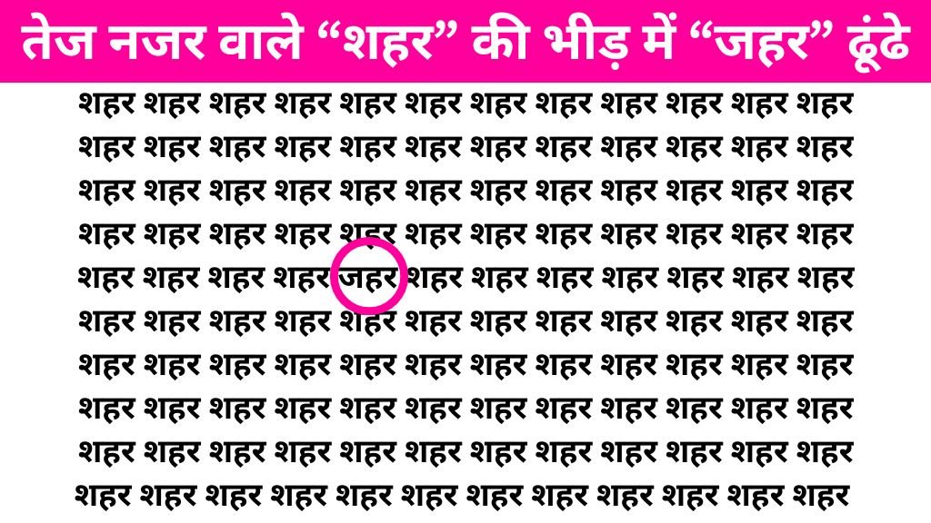 Brain Test Image: ‘शहर’ के बीच कही एक जगह लिखा है ‘जहर’, तेज नजर वाले 6 सेकंड में ढूंढ लेंगे पहेली का जवाब